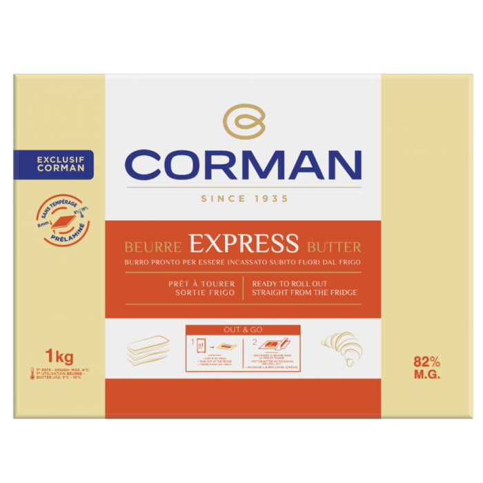 Mantequilla Corman Express 82% MG placa 1 kg
